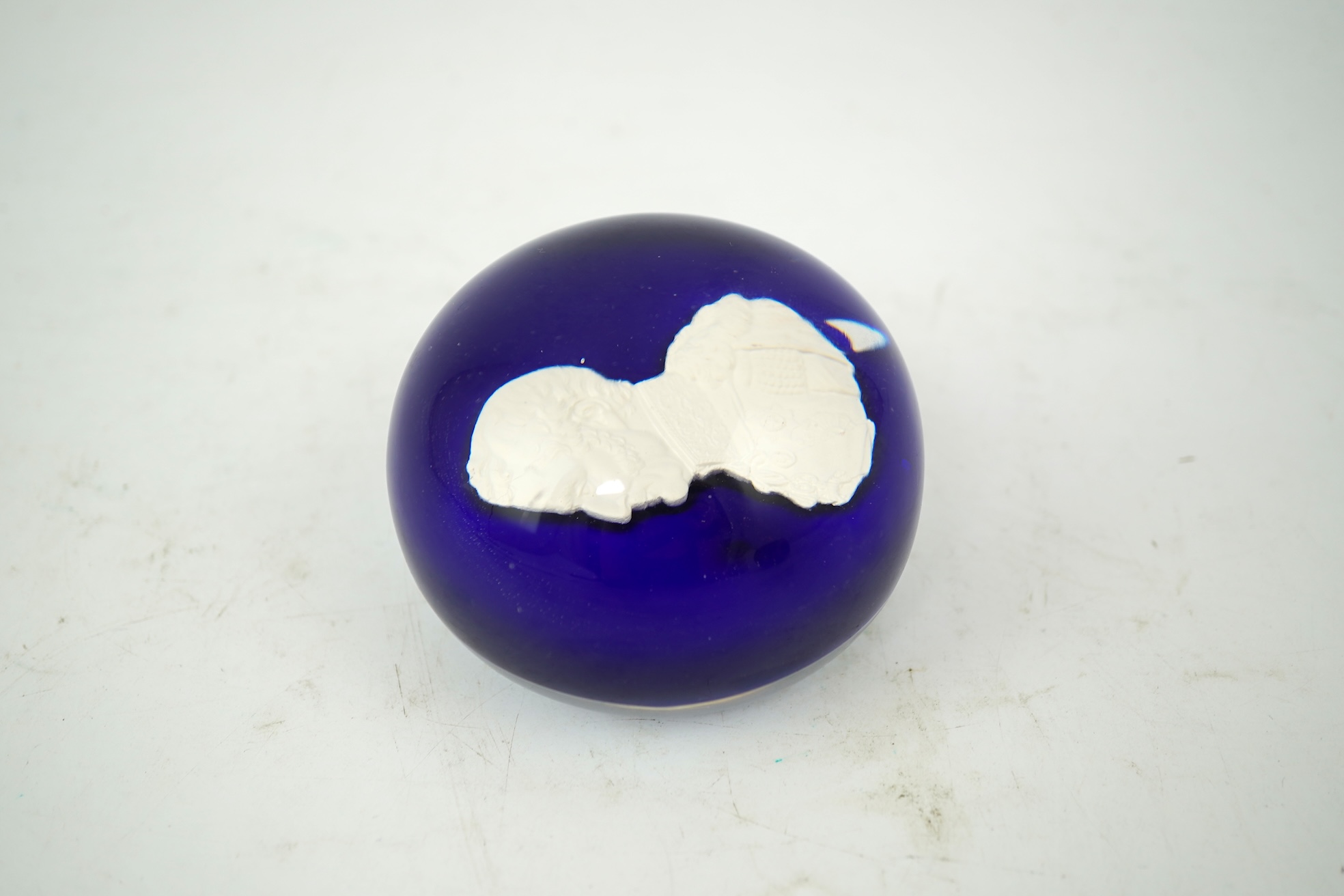 A Clichy Duke of Wellington sulphide paperweight, mid 19th century